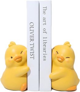 JARPSIRY Cute Hug Ducks Decorative Bookends, Unique Book Ends to Hold Books Creative Resin Book Holder Stopper for Home Office Desk Bookshelf Decoration, Yellow, JARPSIRY-20230324-2