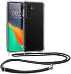 kwmobile Crossbody Case Compatible with Samsung Galaxy S24 Plus Case - Clear TPU Phone Cover w/Lanyard Cord Strap - Black/Transparent