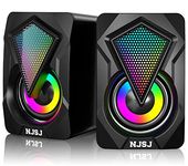 NJSJ H128 Computer Speakers,2.0 USB Powered Gaming Speakers with RGB LED Light 3.5mm Aux Input Stereo Mini Multimedia Speaker for PC, Desktop, Laptop, Cellphone, Monitor