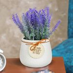 TIED RIBBONS Polyester Artificial Lavender Flower Plant With Pot (Multi, 22.8 Cm X 10.1 Cm) Home Décor Items For Living Room Balcony Kitchen Bedroom Office Table Top Decoration