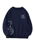 TAGAS Sweatshirt Fleece Material Full Sleeves || Hooded Neck Regular Fit Long Sleeve ||Cartoon Graphic Thermal Lined Sweatshirt|| Sweatshirt for Women (WSS-1) Navy Blue