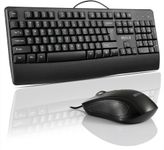 HUO JI Wired Keyboard and Mouse Combo for Windows, Full-Size Ergonomic Computer Keyboard with Palm Rest. Optical Wired Mouse, USB Plug-and-Play, Compatible with PC, Laptop, Black.