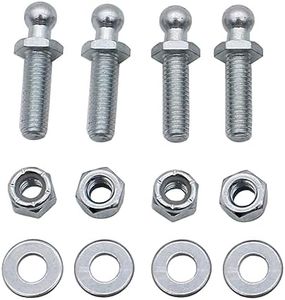 GSKMOTOR 4 Pair 10mm Ball Studs with Hardware Lock Nuts Washers 5/16-18 Thread x 1" Long Shank for Gas Lift Support Strut End Fittings