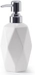 Soap Dispenser, 13.5oz Ceramic Soap Dispenser Bathroom for Kitchen & Bathroom (White)