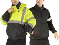 sesafety High Visibility Reflective Jackets for Men Waterproof, 3 In 1 Hi-Vis Reflective Winter Bomber Safety Rain Coat with Zipper Sweater, Construction