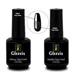 Gleevia Shiny Top Coat & Matte Gel Top Coat, 15ml Gel No Wipe Matte & Glossy Top Coat Soak Off Nail Lamp Gel Nail Polish Matte & Glossy Finish Long Lasting DIY Home Nail Salon