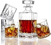 Paksh Novelty European Crystal Clear 7 Pcs Decanter and Glasses Set- Stylish 1 Decanter and 6 Pcs Glass Set - Perfect for Whiskey, Scotch, Wine, Vodka, Tequila, Rum (JZ decanter + 06 Glass)