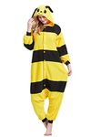 Magicalani Adult Onesie Pajamas - Unisex Halloween Animal Costume Sleepwear for Men & Women - Comfy & Fun Cosplay Outfit, Bee, Small