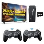 Retro Game Stick, Retro Game Console, Plug & Play Video TV Game Stick with 25000+ Games Built-in, 64G, 4K HDMI Output, 12 Classic Emulators, Dual 2.4G Wireless Retro Game Console