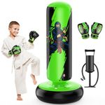 QPAU Larger Stable Punching Bag for Kids, Tall 66 Inch Inflatable Boxing Bag, Gifts for Boys & Girls Age 5-12 for Practicing Karate, Taekwondo, MMA and to Relieve Pent Up Energy in Kids and Adults