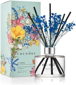 COCODOR Preserved Real Flower Reed Diffuser - Pure Cotton - 200ml - Reed Diffuser Set, Oil Diffuser & Reed Diffuser Sticks, Room Décor & Office Décor, Home Fragrance, Gift