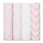 Comfy Cubs Muslin Swaddle Blankets Neutral Receiving Blanket Swaddling, Wrap for Boys and Girls, Baby Essentials, Registry & Gift (Pink)