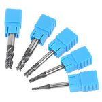 5Pcs 4-Flute Tungsten Carbide End Mill, Milling CNC Rotary Burrs Set, Carbide End Mill Set, End Mill Accessories