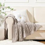 BATTILO Home Light Grey Throw Blanket for Couch Bed Sofa, Soft Warm Cozy Decorative Knit Throw Blanket for Spring Summer Fall Outdoor Picnic Travel, 51" x 67"