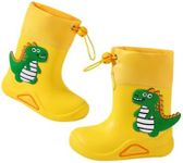 Toddlers Rain Boots Kids Rain Shoes for Boys Girls, Easy-on Lightweight Elastic Band Waterproof Rain Boot