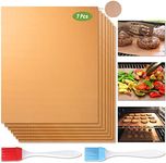 BEGIALO Copper Grill Mats Set of 7 for Outdoor Grill, Non-Stick Copper BBQ Grilling Mats PFOA Free Heavy Duty Reusable Easy to Clean Works on Gas Charcoal Electric BBQ Grill Accessories