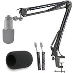 AT2020 Mic Stand with Pop Filter - AT2020 Boom Arm with Foam Cover Compatible with Audio Technica AT2020 AT2020USB+ AT2035 Microphone by YOUSHARES