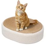 ComSaf Cat Scratcher, Sisal Cat Scratching Board, 2 in 1 Oval Corrugated Cardboard Scratch Pad, Round Cat Scratching Lounge Bed, Durable Board for Furniture Protection, Cat Kitty Training Toy