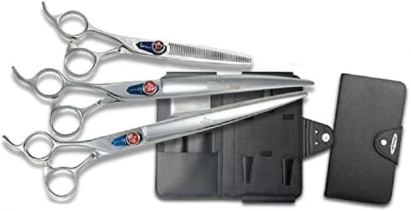 Kenchii Five Star Offset Lefty Professional Dog Grooming Shears, 9 Inch Set Shears With Case, Light Weight, Heavy Duty Pet Grooming Scissor, Designed in the USA