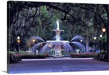 GREATBIGCANVAS Forsyth Park Fountain in Savannah Canvas Wall Art Print, Georgia Home Decor Artwork, 36"x24"x1.5"