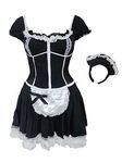 Bslingerie Women Halloween Costume French Maid Dress (Black, XL - EU 40-42)