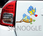 SIGNOOGLE Cute Birds Graphics 3D Sticker for Car Dent and Bike Body Exterior Sports Decal 23 x 20 cm (Pack of 2)