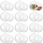THE TWIDDLERS - 24 Pack Clear Plastic Baubles - 12 x 8cm and 12 x 10cm Fillable Ornaments - DIY Activity for Kids - Transparent Christmas Tree Decorations and Hanging Balls