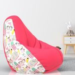 ComfyBean Bag with Beans Filled XL- Official: Jack & Mayers Bean Bags - for Kids - Max User Height : 4 Ft. - Weight : 30 Kgs(Model: Study Time - H - Pink White)