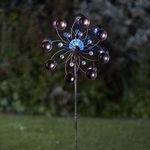 Garden Mile® Solar Powered Wind Spinners With Colour Changing LED Lights - Copper Effect Metal Garden Sculptures