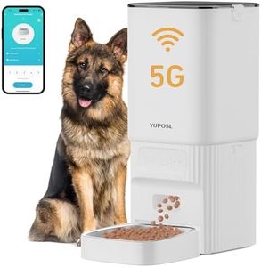 Yuposl 5G WiFi Automatic Cat Feeder, 7L Automatic Dog Feeder with Large Dog Storage Container, 1-15 Meals, 1-16 Portions, Cat Food Dispenser, Stainless Steel Bowl, Desiccant Keep Dry Food Fresh