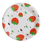 Geeklife Gold Paper Strawberry Plates , Sparkly Gold Foil Paper Dessert Plates , 9 inch Fruit Plates , Noble Gold Decorative Party Plates Set , 20 count