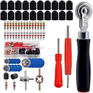 GTIWUNG Kit de Herramientas de Extracción de Vástago de Válvula de Neumático + Parche de llanta