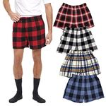 Andrew Scott Men's 4 Pack Cotton Flannel Super Soft Woven Boxer Shorts, 4 Pack - Grab Bag of Assorted Plaids, M