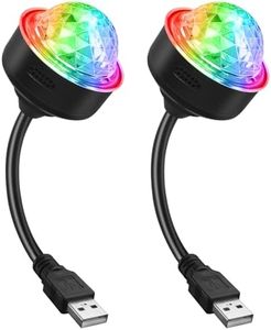 Luditek Mini Disco Ball Light with Flexible USB Extender, Sound Activated Strobe Party Lights for Karaoke Car, Stocking Stuffers Birthday Decorations for Halloween Christmas (2 Packs)