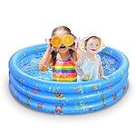 Newthinking Paddling Pools for Kids, 40 Inch Small Inflatable Swimming Pools for Toddlers, Three-Ring Family Water Baby Pools for Garden Backyard, Blue