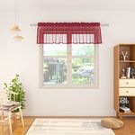 Red Valance 15 inches Long Sheer Living Room Curtain Toppers Voile Valence for Windows Kitchen Bedroom Bathroom Short Small Mini Curtain Panel Rod Pocket 1 Panel 52"x15"