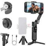 AOCHUAN 3-axis Professional Phone Gimbal Stabilizer for iPhone 15/14 Pro Android w/Face Tracking,1/4" Threads,Built-in Fill Light, Portable Smartphone Gimbal Video Recording for TikTok,YouTube(Black)