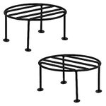 ORILEY Plant Round Stand Galvanised Metal Flower Pot Holder Gamla Support Corner Rack Outdoor Display Shelf for Home Garden Balcony Decoration - (Pack of 2, Black)