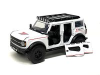 2021 Bronco White with Red Stripes and Roof Rack Yokohama Tires Just Trucks Series 1/24 Diecast Model Car by Jada 34286