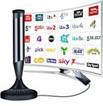CSUXYD Indoor TV Aerial, Indoor Aerial for Smart Tv 880+ Miles Long Range Reception, Freeview HD Digital Tv Aerial Indoor with Signal Booster Amplifier, Support VHF/UHF/DAB Radio/4K/1080P(Pure Black)
