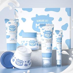 LAIKOU Set Regalo per la Cura Della Pelle, 5 Pezzi Kit per la Cura Della Pelle Donna, con Detergente Viso, Crema da Giorno, Crema da Notte, Crema Occhi, Solare, Regalo per Adolescenti Ragazze Uomini