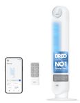 DREO 20dB Smart Silent Tower Fan, 28 ft/s Velocity Electric Cooling Fan with Remote, 90° Oscillating 8 Speeds 4 Modes 8H Timer LED Display, DC Motor Quiet Standing Bladeless Floor Fans for Bedroom