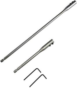 4 PCS 1/4 Extension Drill Bit Extension Set Wood Spade Drill Bit Extender, 6 and 12 Inches with 2 Pieces Wrench Key, High-Carbon Steel Drill Extension Shaft