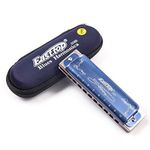 10 Holes Blues Harmonica T008K Diatonic Blues Harmonica with Case，More Professional Harmonica 20 tones for Beginner ，Students，Adults and Professional Player (Key of E)