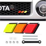 1Set Tri-Color Grille Insert Trims,HUAPX Acrylic Tri-Color Grille Badge Emblems Compatible with Toyota Tacoma 4Runner Tundra Sequoia Rav4 Highlander GV Car Decoration Accessories (Yellow-Orange-Red)