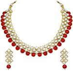 Peora Gold Plated Indian Ethnic Kundan Pearl Fancy Bridal Traditional Choker Necklace Jewellery Set with Earrings for Women