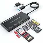 Rocketek SD Card Reader with USB C Adapter Upgraded 7 IN 1 Memory Card Adapter 5Gbps Read Write for SD SDXC SDHC CF CFI TF XD Micro SD Micro SDXC Micro SDHC MS MMC UHS-I Cards for Windows Linux Mac OS