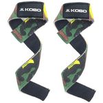 Kobo Double Layered Weight Lifting Straps for Gym, Training Wrist Support Padded Straps Belt Bodybuilding Powerlifting Fitness Webbing Bar Grips