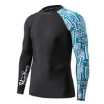 HUGE SPORTS Men's Splice UV Sun Protection UPF 50+ Skins Rash Guard (Zigzag, M)