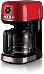 Ariete 1396 Modern Drip Coffee Maker, Drip coffee, Capacity up to 15 cups, Heating base, LCD display, Removable and washable filters (Red)